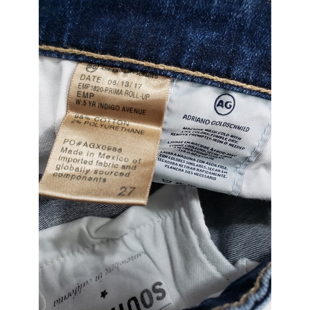 NEW AG Adriano Goldschmied The Prima‎ Roll Up Cigarette Jeans Mid Wash Size 27 - Picture 5 of 9